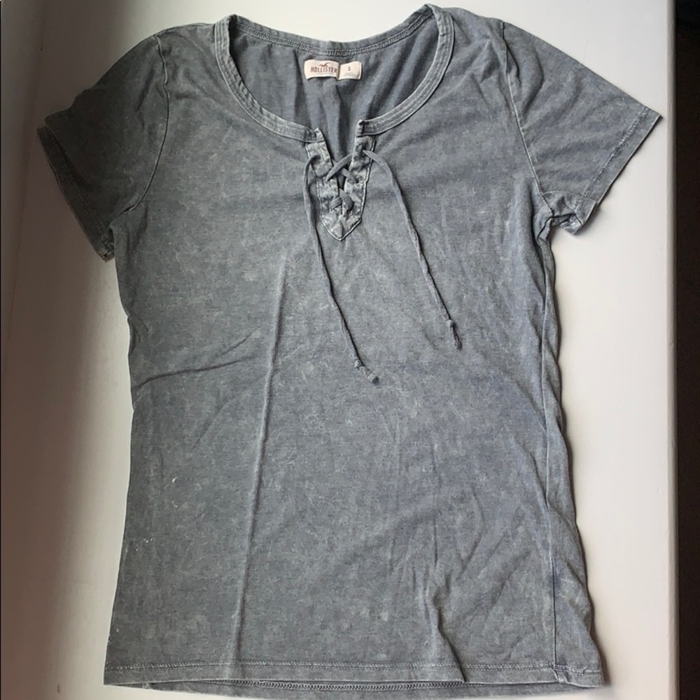 Gray Hollister Laced up top